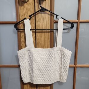 H&M Cream Cable Knit Crop Top Size Large